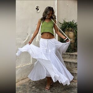 12th Tribe Violetta White Gauze Maxi Skirt Large NEW